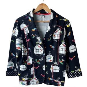 Zoe Birdcage Print Soft Blazer Large